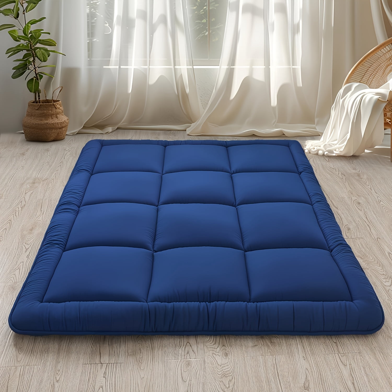 Japanese Floor Mattress Futon Mattress, 3 Inch Thick Sofa Bed Futon Roll Up, Portable Foldable Tatami Mat for Sofa, Lounger, Camping, Dorm, Yoga, Sleeping, Filling 35% Memory Sponge