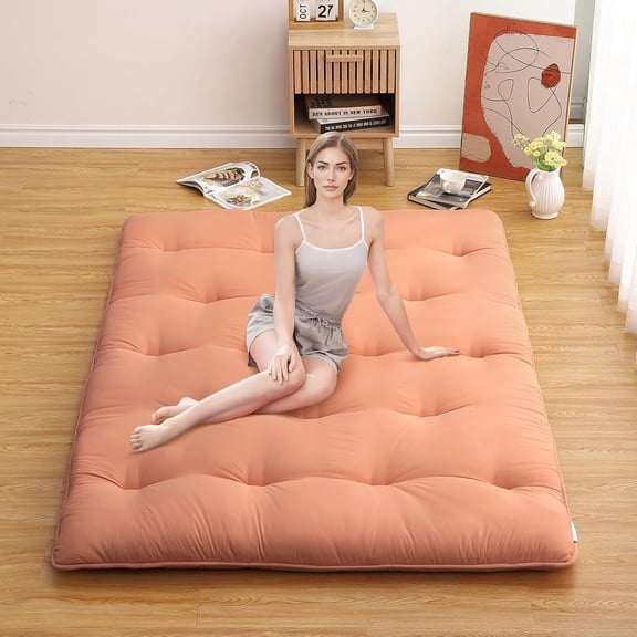 Japanese Floor Mattress Futon Mattress,4'' Thicken Daybed Futon Roll Up,Portable & Foldable Tatami Mat for Sofa Lounger Camping Dormitory Yoga Sleep Nap Meditation