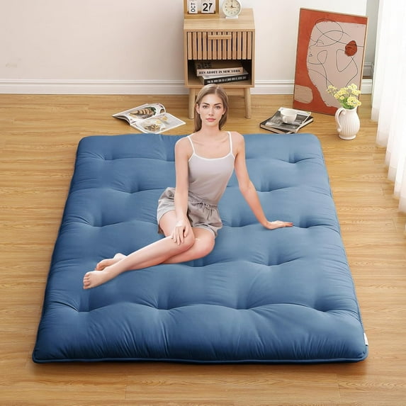 Japanese Floor Mattress Futon Mattress,4'' Thicken Daybed Futon Roll Up,Portable & Foldable Tatami Mat for Sofa Lounger Camping Dormitory Yoga Sleep Nap Meditation