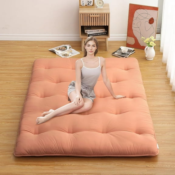 Japanese Floor Mattress Futon Mattress,4'' Thicken Daybed Futon Roll Up,Portable & Foldable Tatami Mat for Sofa Lounger Camping Dormitory Yoga Sleep Nap Meditation