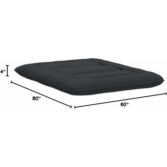 Japanese Floor Mattress Futon Mattress, 4" Thicken Tatami Mat Sleeping Pad Foldable Roll Up Mat Boys Girls Dormitory Pad Kids Floor Lounger Pillow Bed, Black, Queen