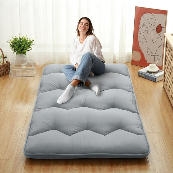 Japanese Floor Mattress Futon Mattress, Foldable Tatami Pad, Twin/Full/Queen Size Sleeping Pad, Roll Up Floor Bed for Guest Room Bedroom RV