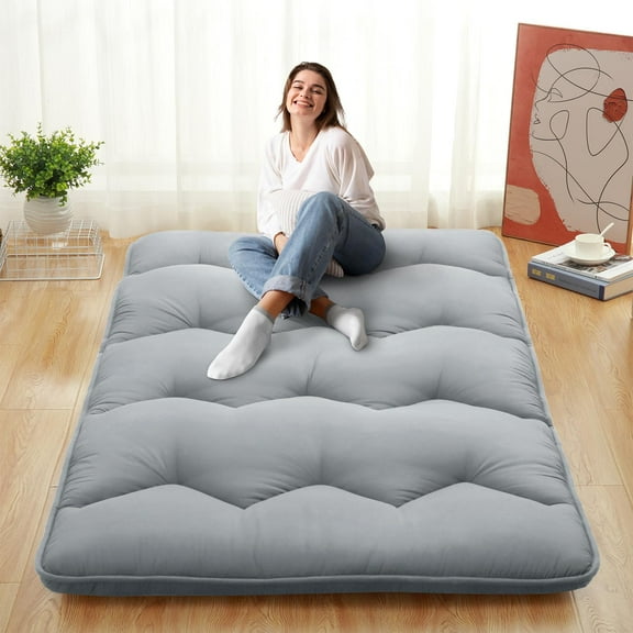Japanese Floor Mattress Futon Mattress, Foldable Tatami Pad, Twin/Full/Queen Size Sleeping Pad, Roll Up Floor Bed for Guest Room Bedroom RV