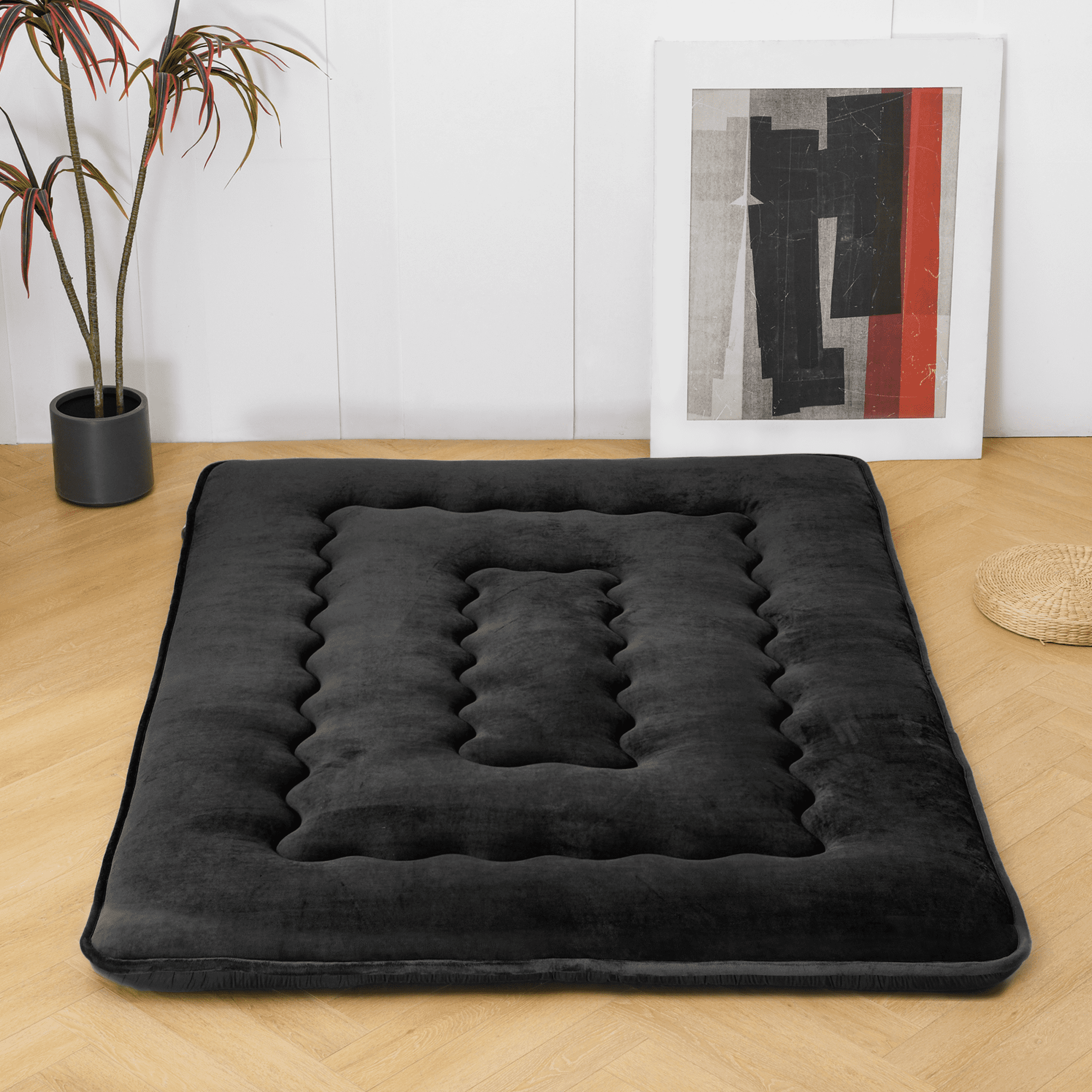 Japanese Floor Mattress Futon Mattress Sleeping Mat Black Camping Mattress Queen