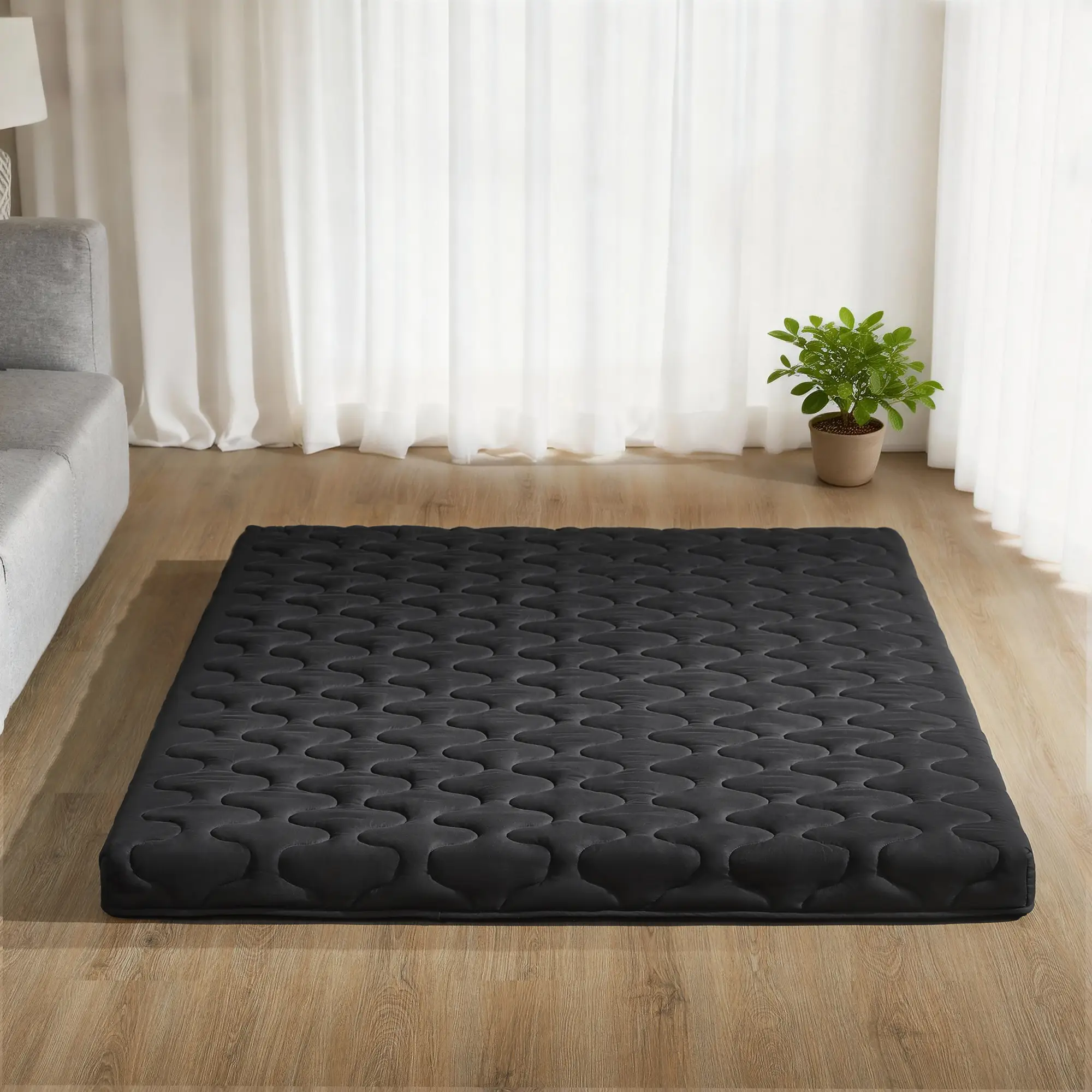 Japanese Futon Mattress, Floor Mattress Twin Size，Foldable Tatami Sleeping Pad with High Density Foam, Gray