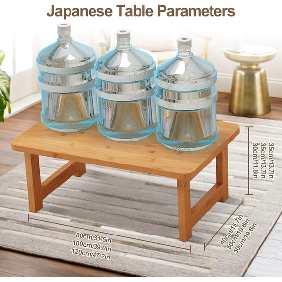 Japanese Floor Sitting Table, Folding Wood Tea Table Chabudai Low Table for Living Room Home Tatami Office (B 31.5 * 15.7 * 11.8 INCH)