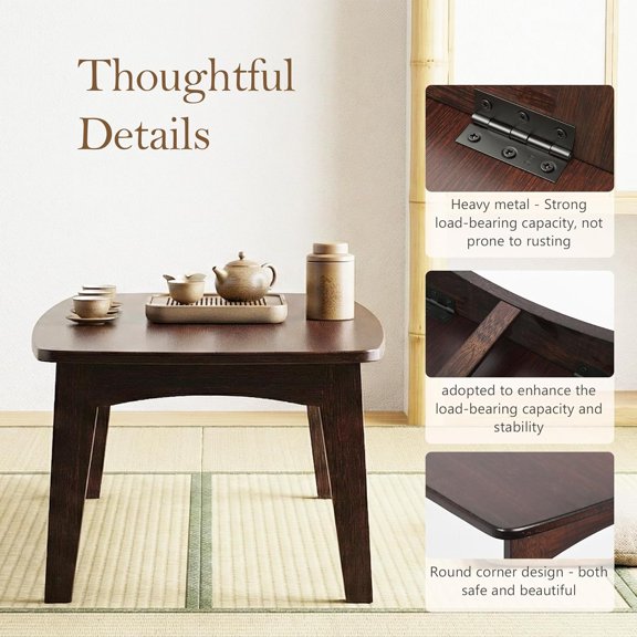 Japanese Floor Table, No Assembly Japanese Folding Table, Wooden Foldable Low Coffee Table, Space-Saving Tatami Floor Table for Sitting on The Floor,Suitable for Living Room Home Office$$Furniture