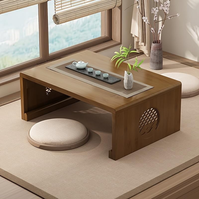 Solid Wood Japanese Floor Table - Foldable Low Coffee Table For Tatami & Small Spaces
