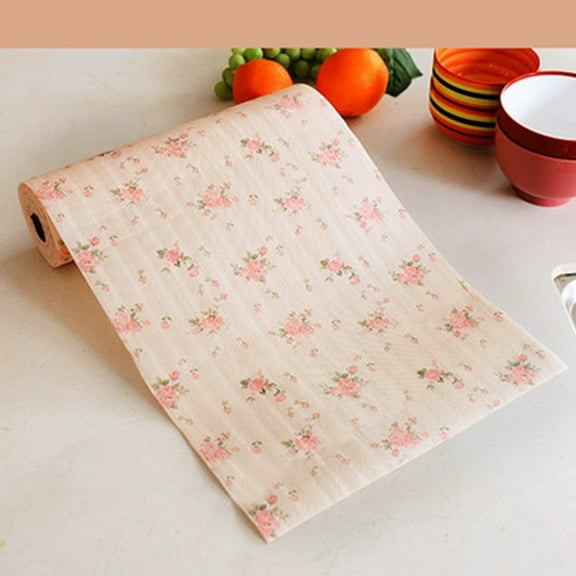 Japanese Floral Drawer Liners, 2 Rolls Waterproof & Oil-Proof Cabinet Shelf Liner, Non-slip Customizable Pvc Mat for Kitchen Drawers, Cupboards, And Shelves, 78.7 X 11.8 Inches Each Roll