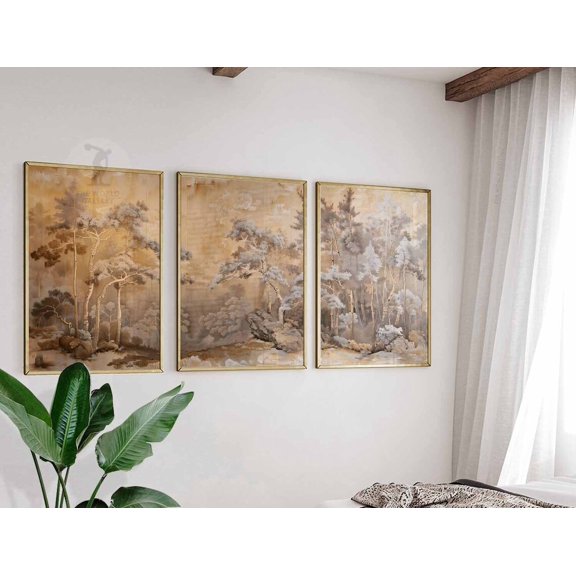 Japanese Floral Japanese Prints Botanical Hokusai Korin Set 3 Unframed Paper Print 8x12