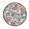 thumbnail image 1 of Japanese Floral Print Memory Foam Bath Mat 36" Absorbent Rug with Non Slip Base and 4 Bonus Pads, 1 of 6
