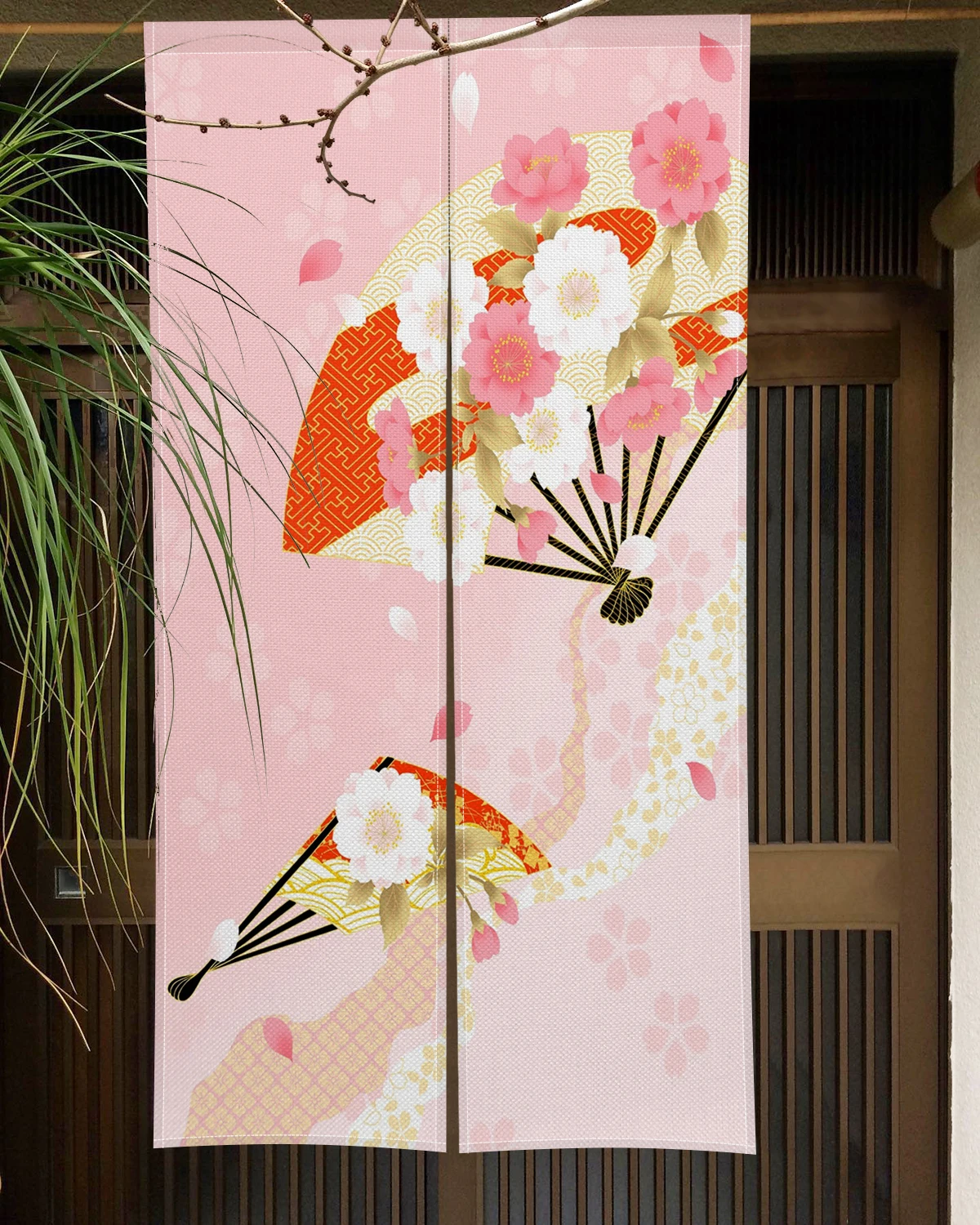 UXOWOXU Noren Japanese Curtain | Cherry Blossom Picture Doorway Curtain 40×240cm | Sushi Bar Restaurant Decoration