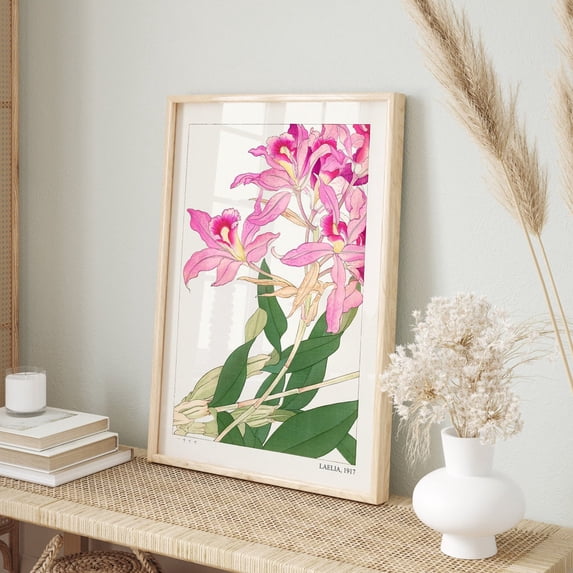Japanese Flower Japandi Minimalist Floral Wall Art, Stretched Canvas Size 8x12