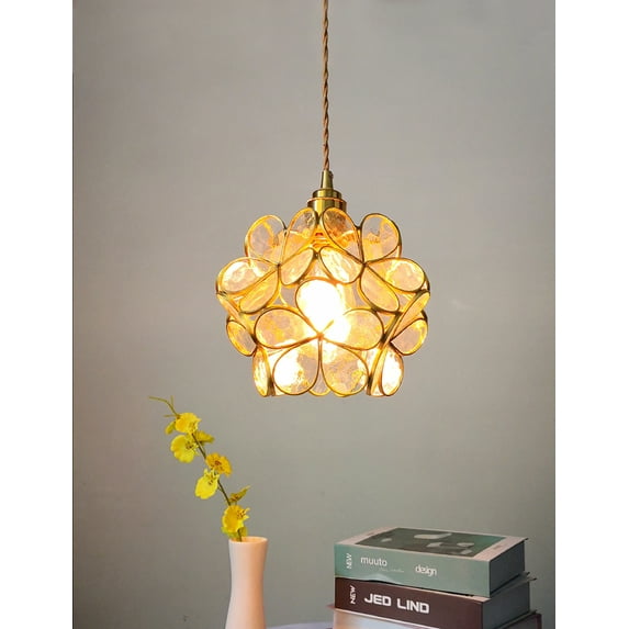Japanese Flower Pendant Lights Glass Dining Hanging Lighting Fixtures Modern Design Decoration Led Pendant Lamp Bedside Balcony