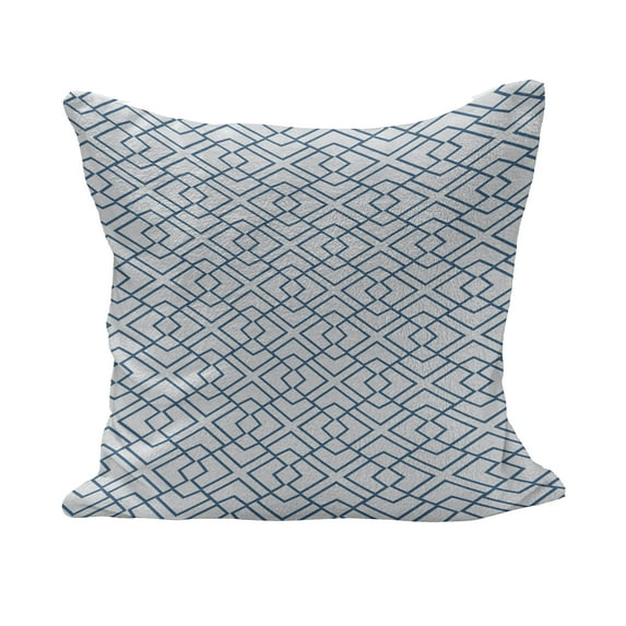 Japanese Fluffy Throw Pillow Cushion Cover, Exquisite Retro Blue Blossoms in Curvy Squares Circular Region Specific Lace Like, Rectangle Accent Pillow Case, 36" x 16", Blue White, by Ambesonne