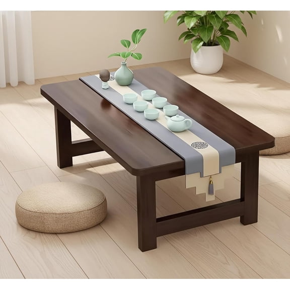 Japanese Foldable Floor Table,Portable Solid Wood Japanese Folding Coffee Table, No Assembly Table for Sitting on The Floor,Tea Table for Tatami,Living Room,Bedroom,Small Space31.5in