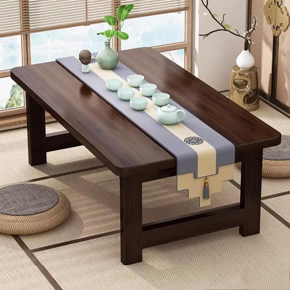 Japanese Folding Coffee Table Japanese Floor Table, Low Coffee Table for Sitting on The Floor Portable Solid Wood,No Assembly Small Coffee Tables for Living Room Tatami Tea,Easy Storage