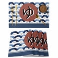 thumbnail image 1 of Japanese Folding Fan Placemats Set of 6 Blue Harmony Waves Vintage Place Mats Indoor Wipeable Table Mats Washable Cloth Dining Table Placemats for Kitchen Holiday Party Home Decor 13x19 Inch, 1 of 9