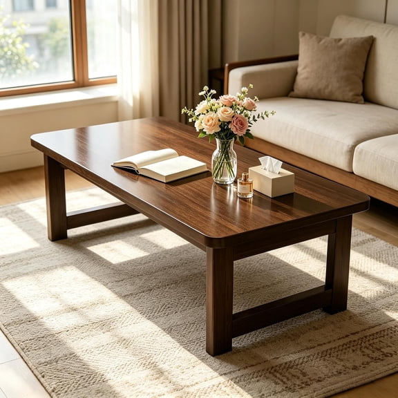 Japanese Folding Floor Table Foldable Coffee Tables Wood Low Desks Versatile for Sitting Dining Table Tea Tatami Desk No Assembly Unique (31.5 * 19.7 * 11.8 inch)