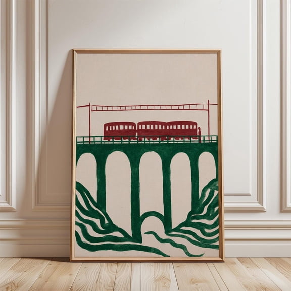 Japanese Folk Railway Bridge Poster Unframed Paper Print