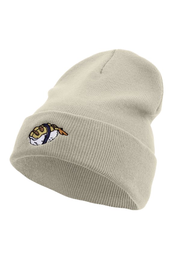 Japanese Food Embroidered 12 Inch Long Knitted Beanie - Birch OSFM