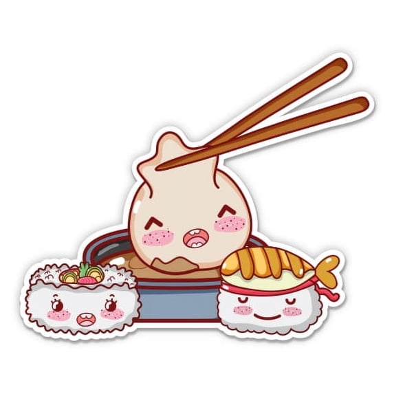 Japanese Food Sushi Dumplings - 12" Vinyl Sticker Waterproof Decal