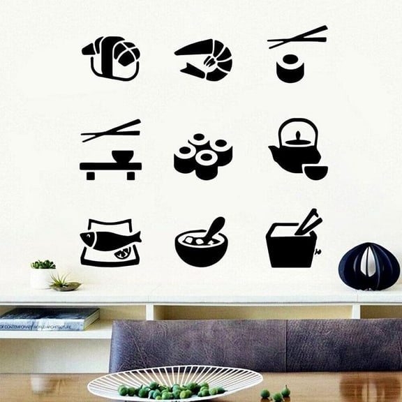 Japanese Food Sushi Kitchen Wall Sticker Vinyl Modern Home Decor Kitchen Restaurant Window Decals Removable Mural Wallpaper 44x42cm