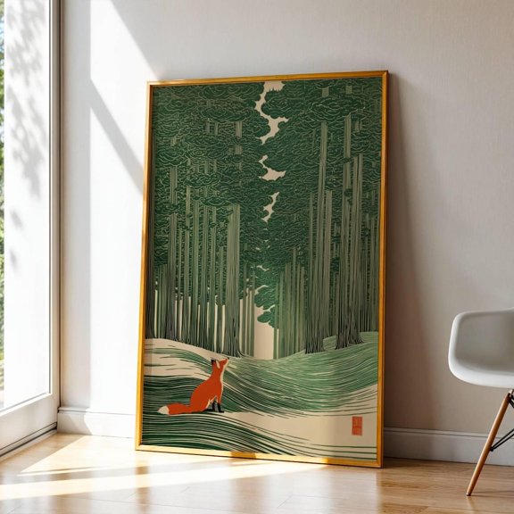 Japanese Forest Fox Wall Art Print