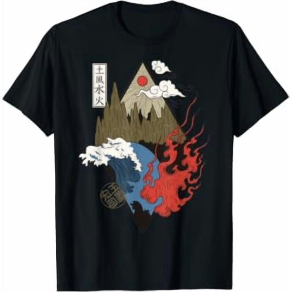 Japanese Four Elements Water Fire Earth Air T-Shirt