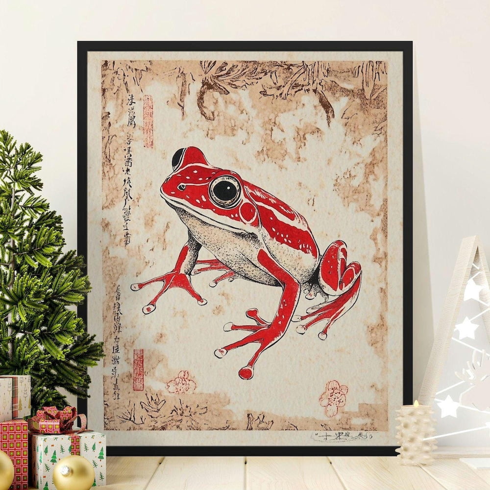 Japanese Frog Art Print, Vintage Style Frog Wall Decor, Traditional ...