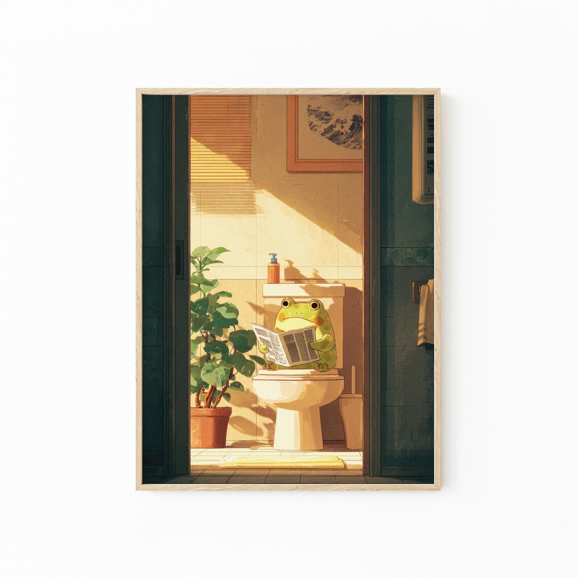 Japanese Frog Bathroom Wall Art Print, Hasui Kawase Inspired Decor ...