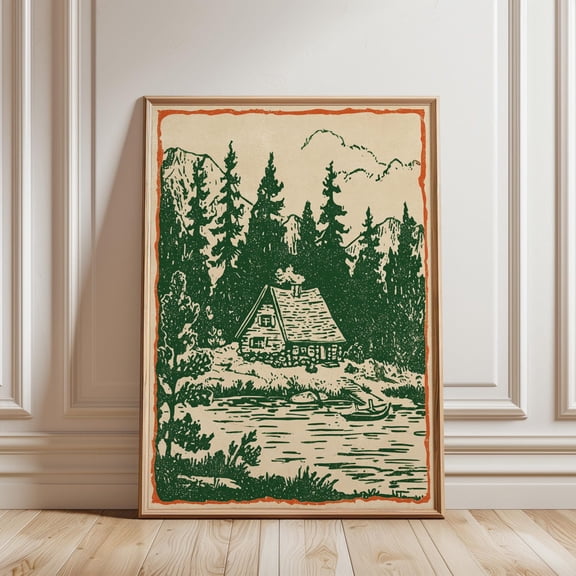 Japanese Frog Ink Print, Deep Magenta Woodblock-Style Illustration, Boho Decor, Wall, Gift Idea, Decorative Artwork For Contemporary Home Bedroom, Unframed Poster 12X18