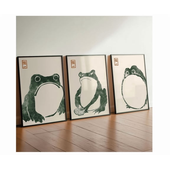 Japanese Frog Poster, Matsumoto Hoji Vintage Wall Art Home Decor Office Wall Art Set 3