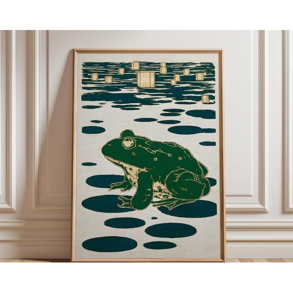 Japanese Frog Vintage Ink Frog Illustration Wall Art Print, Unframed Paper Poster 11x14in