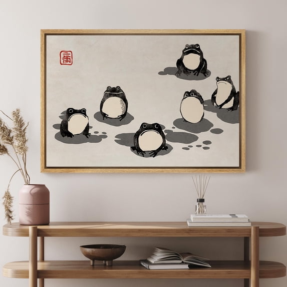 Japanese Frogs Minimalist Ink Zen Sumi-E Animal Asian Art For Office Or ...