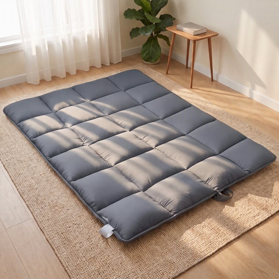COZY HARBOR Japanese Futon Floor Mat 2Inch Square Quilted Density Foam Foldable Mat,Sleep Pad Queen Size