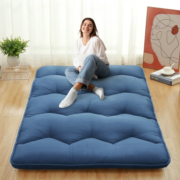 Japanese Futon Floor Mattress,3 in Thick Futon Mattress with High Density Foam,Folding Floor Bed,Portable Roll Up Tatami Mat for Small Spaces Guest Room Dorm Apartment