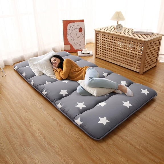 Japanese Futon Floor Mattress for Adults, Japanese Style Futon Mattress for Floor, F loral Printed Futon Mattress Sleeping Mattress, Tatami Mat, Camping Mattress, Star