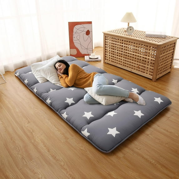Japanese Futon Floor Mattress for Adults, Japanese Style Futon Mattress for Floor, F loral Printed Futon Mattress Sleeping Mattress, Tatami Mat, Camping Mattress, Star