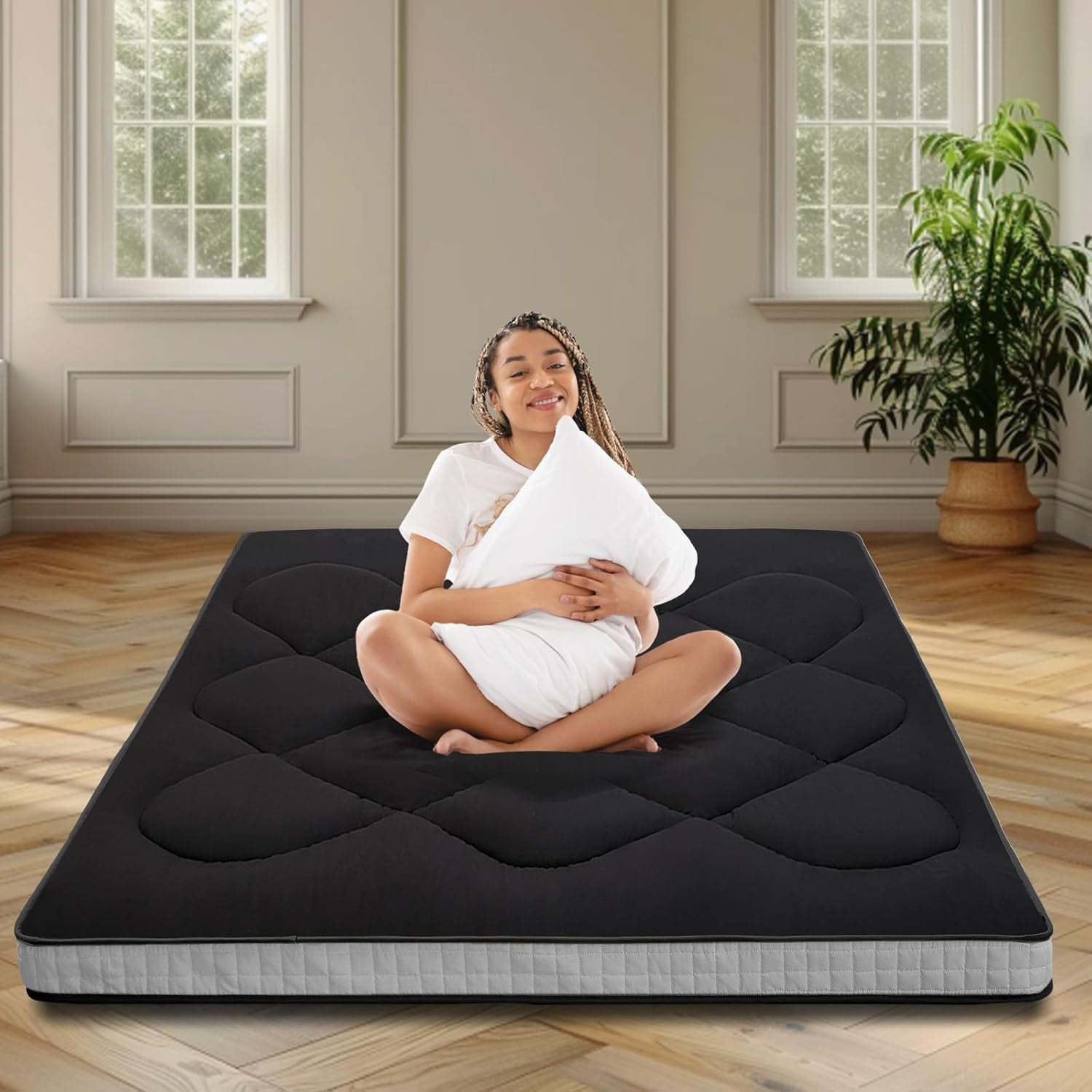 Japanese Futon Floor Mattress Queen Size 60"x 80", Floor Mattress Pad