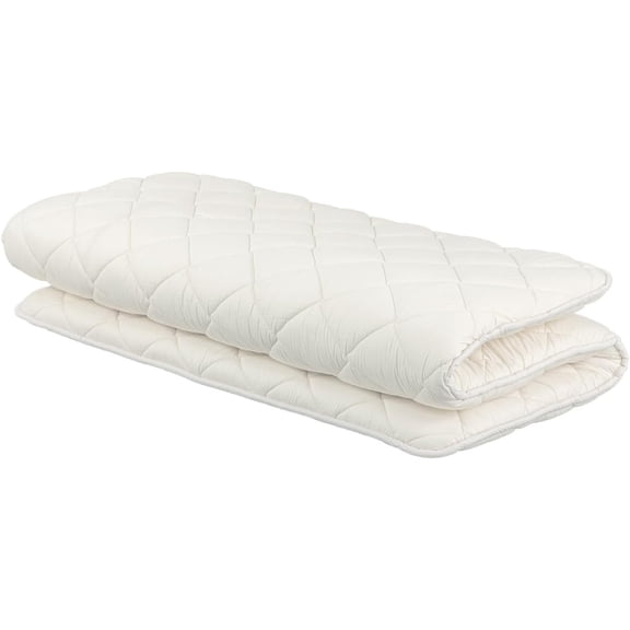 Japanese Futon, Full Size, White - Foldable Shikibuton Floor Bed - Medium Firm Quilted Cotton Sleeping Pad, Portable Roll-Up Japanese Floor Bed for Guests & Small Spaces