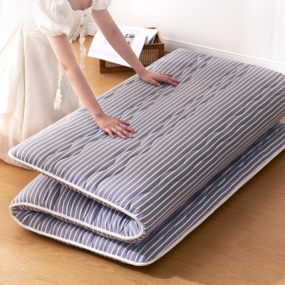 Japanese Futon, High-Density Premium Foam, Thicken Tatami Mat Portable Dormitory Sleeping Pad, Small Single Size 75" X 25"