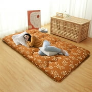 Japanese Futon Mattress, Twin Full Size Futon Floor Mattress Japanese Style Flower Pattern Mattress for Floor, Tatami Mat, Sleeping Mattress Pad for Camping Travel, Bouquet