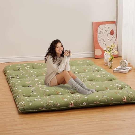 Japanese Futon Mattress, Twin Size Futon Floor Mattress Japanese StyleFlor alPattern Mattress for Floor, Tatami Mat, Sleeping Mattress Pad for Camping Travel