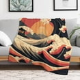 thumbnail image 1 of Japanese Futuristic Waves Fleece Blanket Lightweight Cozy Warm Throw Blanket for Couch Sofa Bed for Adults Kids Teens Gift 50"x60", 1 of 6