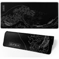 thumbnail image 1 of Japanese Gaming Mouse Pad Black Mouse Pad Kanagawa Large Mousepad Non-Slip Rubber Base Waterproof with Stitched Edges for Gaming Office Home, 31.5x11.8 Inch (Black Wave), 1 of 15