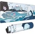 thumbnail image 1 of Japanese Gaming Mousepad, Great Wave and Mount Fuji XL Large Mouse Pad, Extended Keyboard Mats for Desk, Waterproof Big Long Computer Loptop Pads for Women Office, (Blue White, 31.5 * 11.8 in), 1 of 6