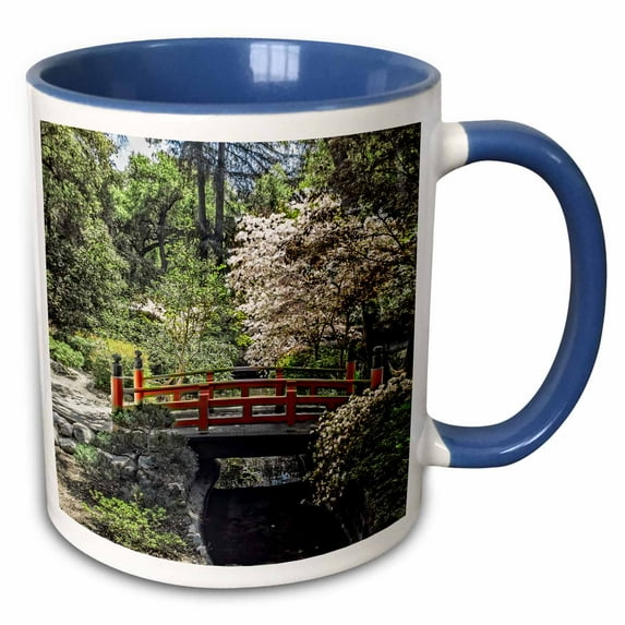 3drose, Japanese Garden Bridge, 15oz Two-tone Blue Mug