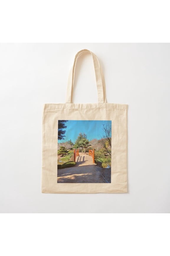 Japanese Garden Bridge Canvas Tote Bags, Reusable Shopping Bag