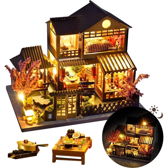 Japanese Garden House DIY Miniature House Kit, Mini House Kit for Beginners, DIY Dollhouse Kit for Adults to Build, Model Building Craft Diorama Kit, Ideal Gifts for Birthday Christmas